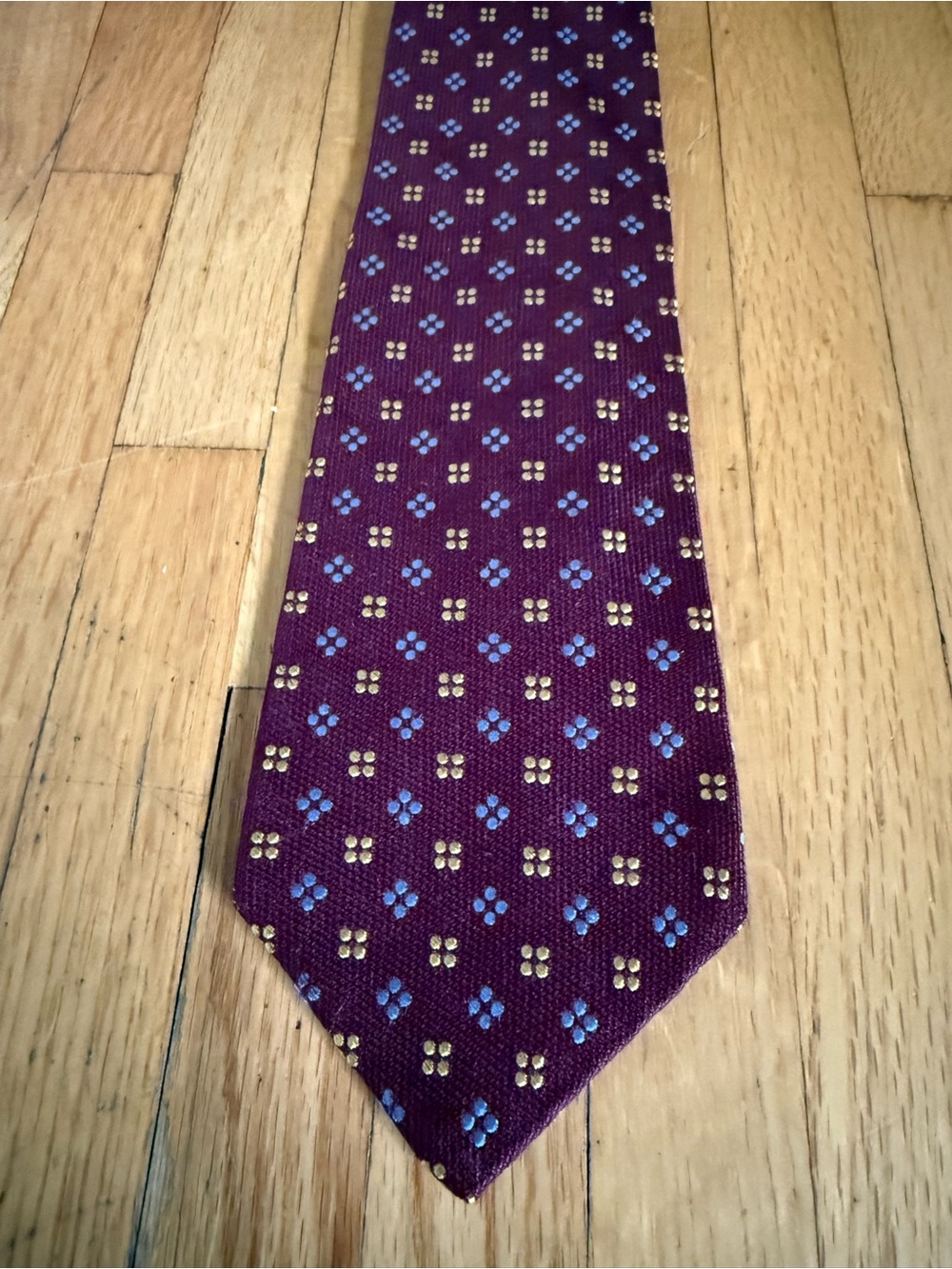Robert Talbott Best of Class Silk Tie Burgundy Blue Gold Geometric
